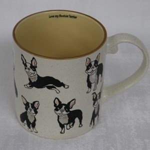 SPECTRUM DESIGNZ LOVE MY BOSTON TERRIER COFFEE MUG 21oz- BLACK/IVORY/YELLOW-NEW